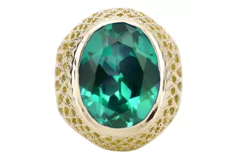 Ring Vintage style Emerald 14K Yellow gold vrc089y